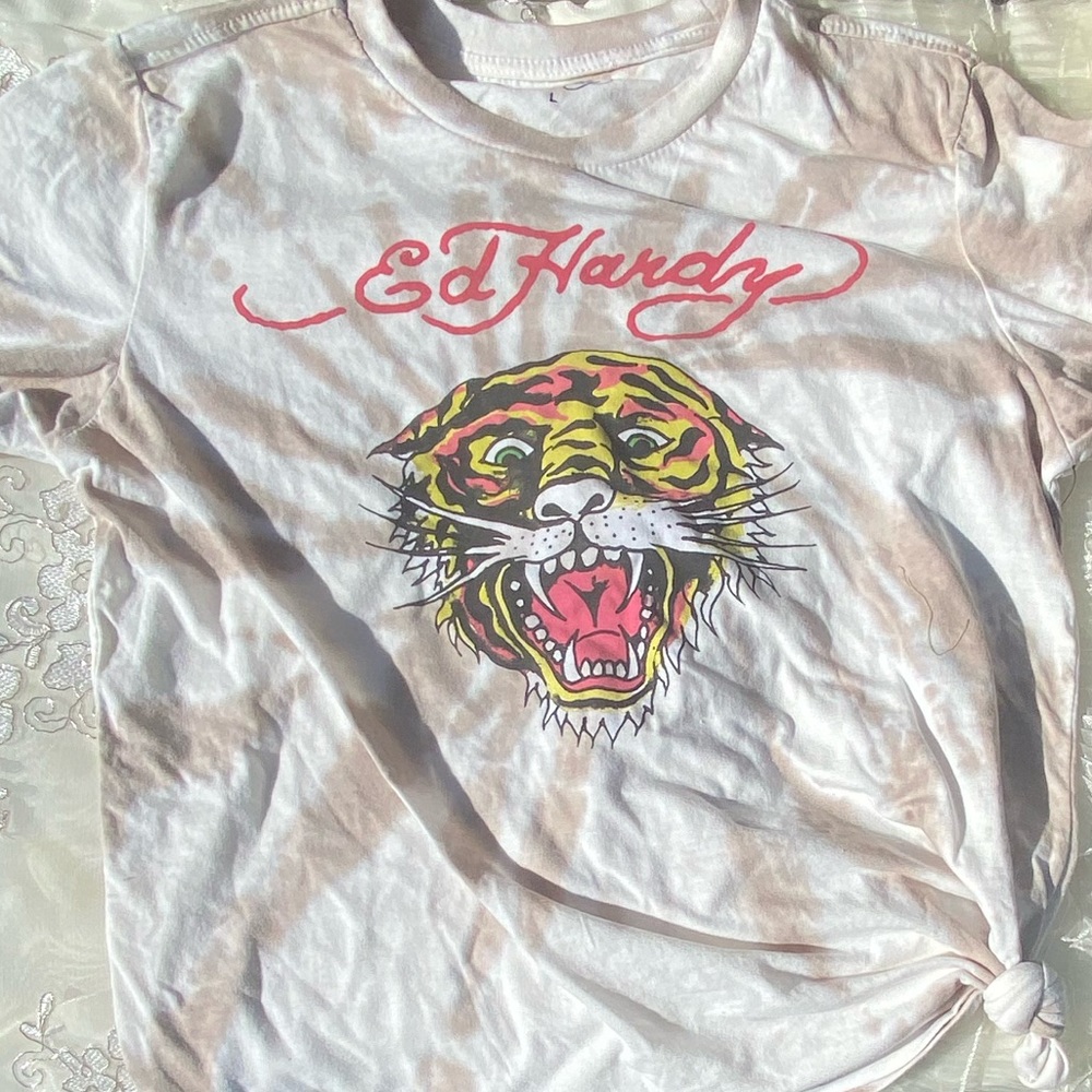 NWT! Ed Hardy tiger print tie dye shirt